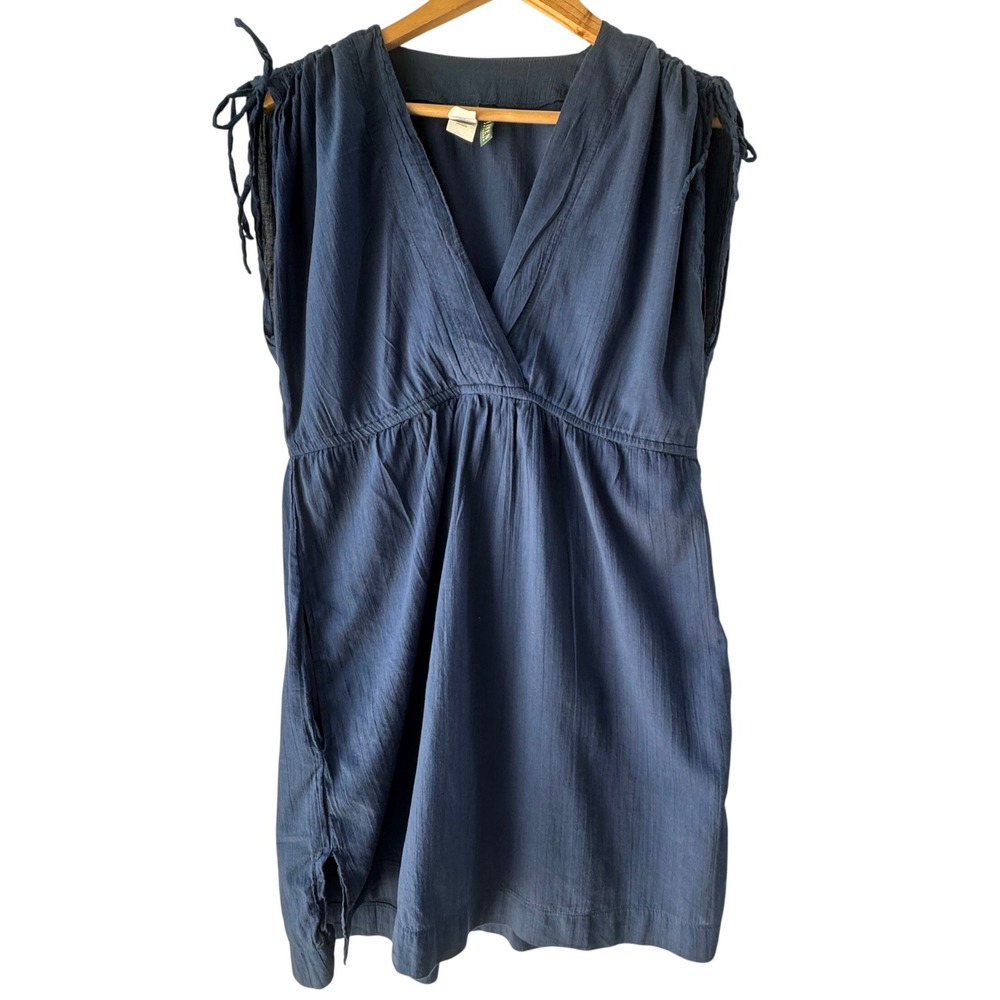 Lauren Ralph Lauren Cover Up Tunice Dress L Cotton Empire Waist Tie Shoulder LRL